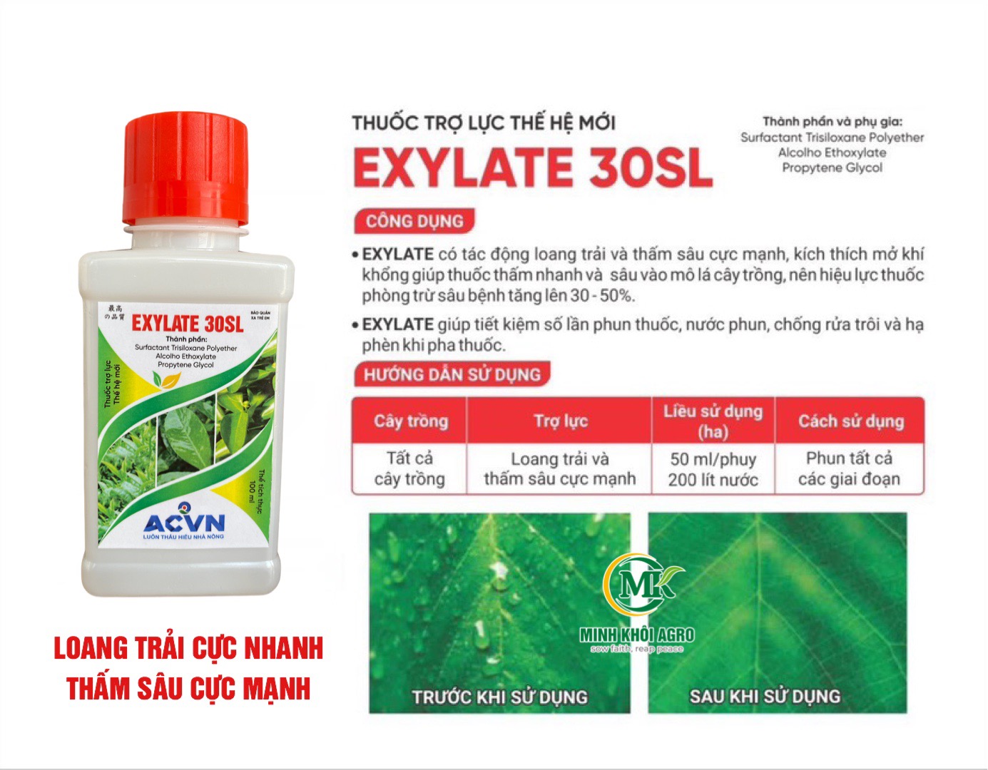 Thuốc trợ lực thế hệ mới EXYLATE 30SL - Chai 100ml